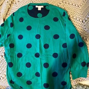 Banana Republic green and black polka dot sweater. Size L